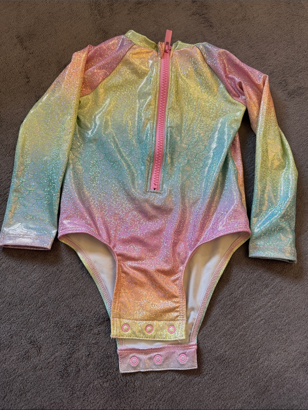 Old Navy Girls' Rainbow Shimmer Long-Sleeve One-Piece Swimsuit